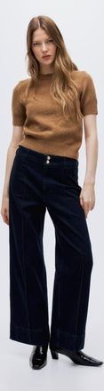 H&M Wide High Ankle Jeans in Dark Denim Blue at Nordstrom, Size 22