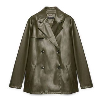 Fiorella Rubino Jassen, Dames, Groen, XL, Polyester, Double-breasted Biker Jacket