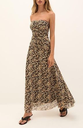 Vix Athena Ruched Strapless Cover-Up Midi Dress in Multi at Nordstrom, Size X-Small