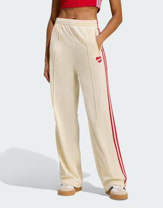adidas Originals Firebird - Pantaloni sportivi ampi color crema, bianco e rosso
