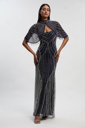 Karen Millen Crystal Maxi Dress in Navy at Nordstrom, Size 10