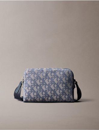Calvin Klein Womens Ultralight Double Zip Crossbody Bag - Blue