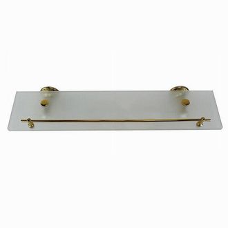 Trade Shop Trade Shop - Mensola In Vetro Satinato Bagno Con Reggimensola Acciaio Cromato Muro Oro 59430