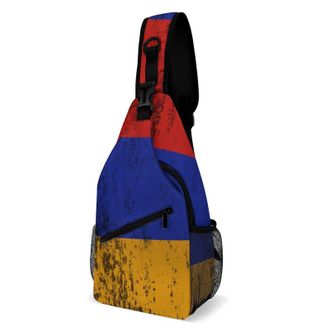 Generic Texture Armenian Flag Unisex Shoulder Bags Casual Crossbody Chest Bag Sling Backpack for Hiking Cycling Travel