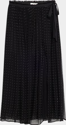 Vince Heat-Set Dot Sheer Gathered Skirt