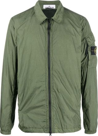 Stone Island Garment Dyed Crinkle Reps Overshirt Jacket Olive Green 771510223-V0058