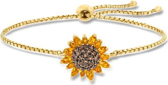Ross-Simons Citrine and. Smoky Quartz Sunflower Bolo Bracelet in 18kt Gold Over Sterling