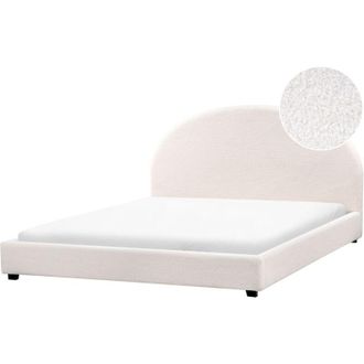 Beliani Beliani - Letto matrimoniale minimalista 180 x 200 cm Testiera semicircolare in boucl&egrave; bianco sporco Vaucluse