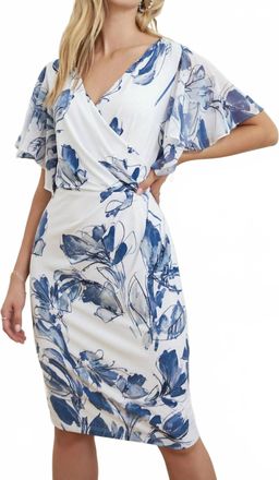 Joseph Ribkoff Floral Wrap Dress In Blue/multi