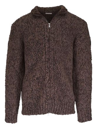 Moncler zip knitted cardigan - men - Alpaca/Wool/Polyamide - L - Brown