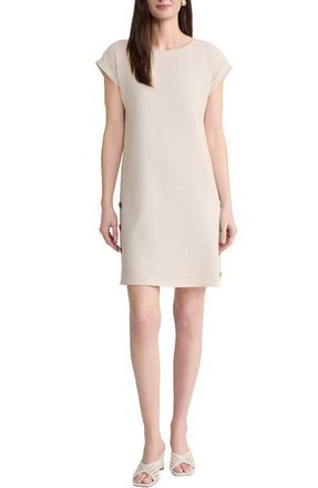 Jones New York Side Button Linen Blend Shift Dress in Natural Stone at Nordstrom, Size Medium