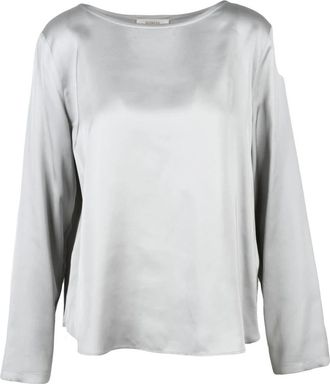 Slowear Satijnen blouse - Dames - Longsleeves - Grijs - L - Satijn - Tops