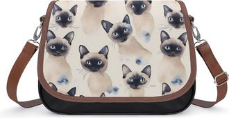 Generic Watercolor Siamese Cats Small Womens Crossbody Bags Shoulder Handbag with Adjustable Strap for Travel