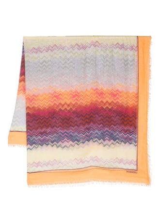 Missoni zig-zag print scarf - women - Modal/Silk - One Size - Orange