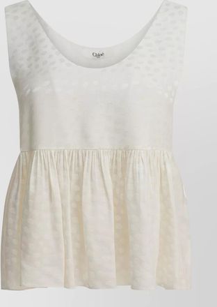 Chlo&eacute; silk peplum top scoop neck