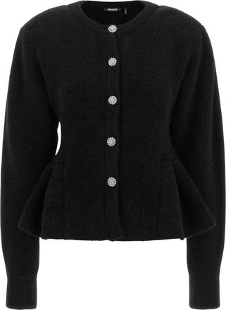 Rotate Rotate Birger Christensen - Cardigan met peplum - Dames - Truien - Zwart - Maat: XS Zijde