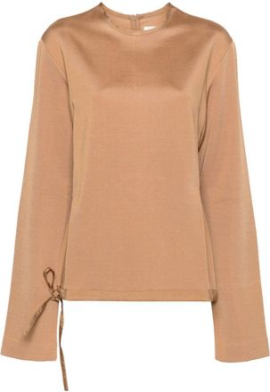 Jil Sander Brown Minimalist Viscose Bomber Jacket