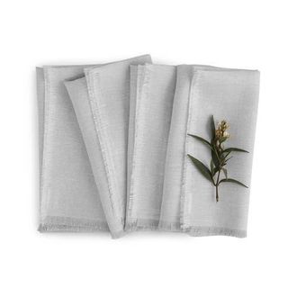 Solino Home Linen Dinner Napkins - Fringe, 20 x 20 in Light Grey at Nordstrom, Size Large