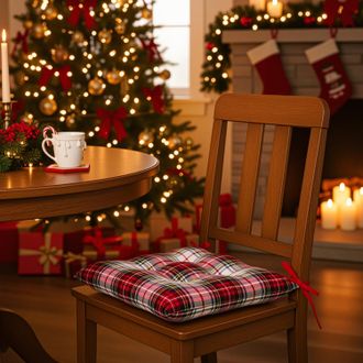 KASANOVA Cuscino sedia tartan bianco 40x40 cm