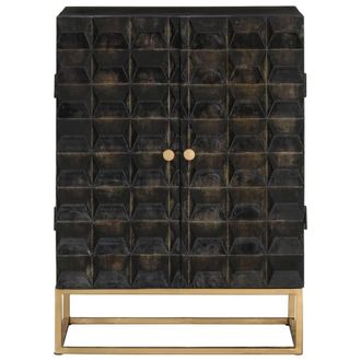 Berkfield Home Sideboard Black 55x34x75 cm Solid Wood Mango & Iron | Size: 55 x 34 x 75 cm