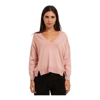 Gaud&igrave; Trui met wijde V-hals - Dames - V-hals truien - Roze - S - Truien & Vesten