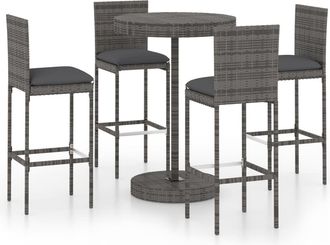 Les Tendances Les Tendances - Conjunto De Bar De Jard&iacute;n De 5 Piezas Y Cojines De Resina Tejida Gris 020013400