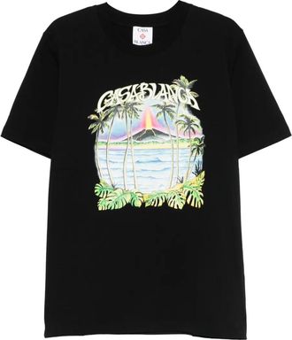 Casablanca T-shirt met tropische print - Zwart