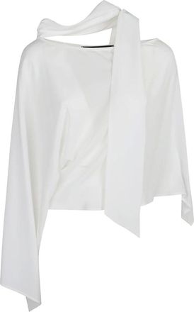 Federica Tosi Overhemden, Dames, Wit, XS, Elegant One Shoulder Blouse