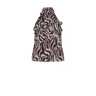 Dante6 Galilee Printed Halter Top - Dames - Tops - Bruin - Maat: S Chiffon