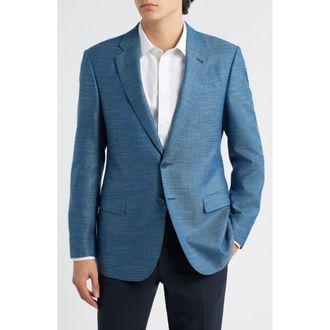 Emporio Armani Slub Teal Sport Coat at Nordstrom, Size 44 Us