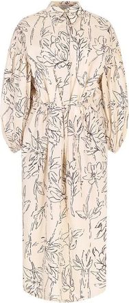 Brunello Cucinelli Cream Floral Cotton Dress, Size X-Large