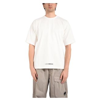 C.P. Company T-Shirts, male, White, Size: 2XL 1020 Jersey Short Sleeve Stencil T-Shirt