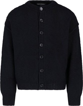 Our Legacy Black Wool Patchwork Button Cardigan