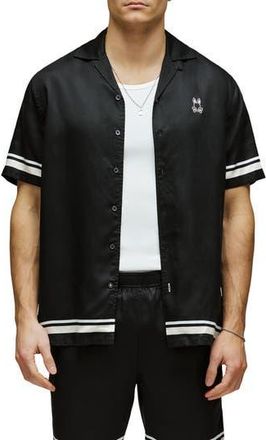 Psycho Bunny Aden Border Camp Shirt in Black at Nordstrom Rack, Size 2(Xxs)