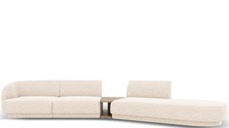 BLOOMINGLOFT 4-Sitzer Design Sofa Miley mit Beistelltisch - Chenille Light Beige