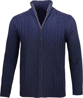 Generic Mens Chunky Knit Cardigan Mens Shawl Collar Cardigan Sweater Mens Full Zip Up Knitted Cardigan Sweater V Neck Button Down Cotton Knitwear Thick Lapel 