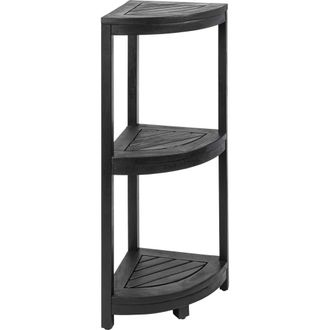 Happimess Sela 33 Classic Minimalist 3-Tier Acacia Wood Freestanding Bathroom Corner Shelf in Black at Nordstrom