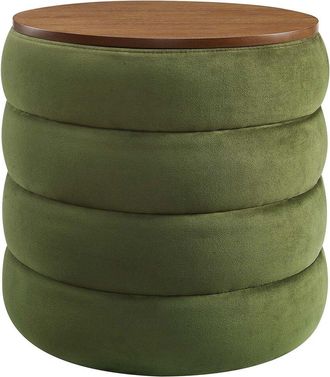 ModWay Mezzo Round Performance Velvet Storage Ottoman Stool