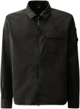 C.P. Company Bio Katoenen Gabardine Overhemd - Heren - Zomerjassen - Zwart - XL - Katoen - Jassen