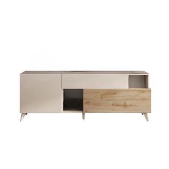 Calicosy Mueble tv 2 puertas 1 caj&oacute;n y 2 nichos l180cm - beige y roble