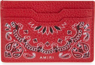 Amiri Bandana Embroidered Leather Card Case at Nordstrom