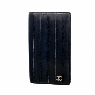 Chanel Black Leather Long Wallet (Bi-Fold) (Pre-Owned)