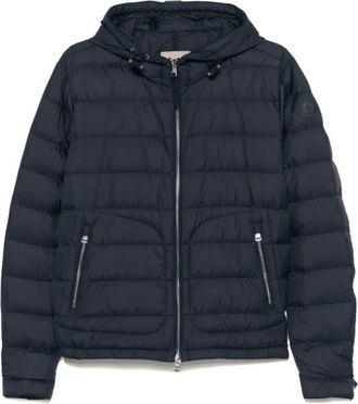 Moncler Navy Blue Sestriere Hooded Short Down Jacket - Heren - Gewatteerde jassen - Blauw - 3XL - Polyester - Jassen