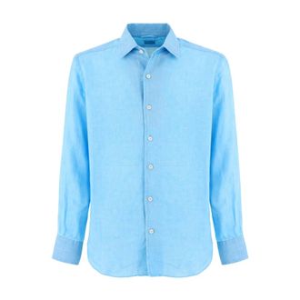 MC2 Saint Barth Casual Shirts, male, Blue, Size: XL Classic Linen Shirt