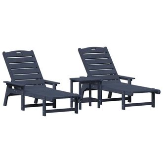 Berkfield Home 3 Piece Garden Lounge Set Navy Blue HDPE