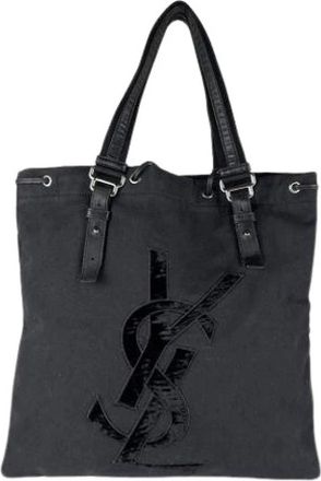 Saint Laurent Pre-owned Tote Bags, female, Black, Size: ONE SIZE Pre-owned Canvas Tote Bag