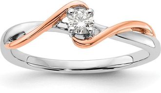 Diamond2Deal 14k Two-tone Lab Grown Diamond Wedding Band Ring 0.12Ct Clarity- VS Color- G-H