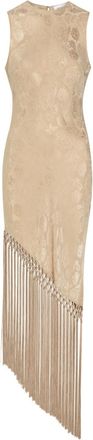 Ronny Kobo Alexina Asymmetric Tassel Silk-blend Midi Dress - Beige - S (UK8-10 / S)