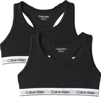 Calvin Klein Underwear Bralette 2PK BRALETTE, Damen, Gr. 128/134, N-Gr, schwarz, Jersey, Obermaterial: 95% Baumwolle, 5% Elasthan, CALVIN KLEIN UNDERWEAR, unifarben, Basic, 