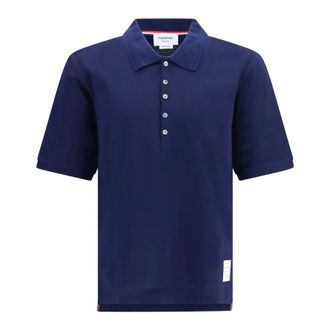 Thom Browne Jersey Ottoman 4-Bar Polo - Heren - Tops - Blauw - Maat: M Jersey